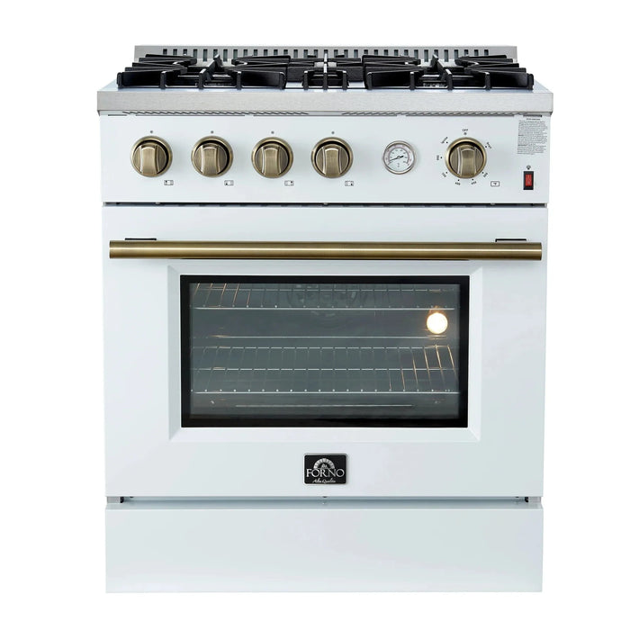 FORNO Marco 30" Gas on Gas Range FFSGS6277-30WHT09K