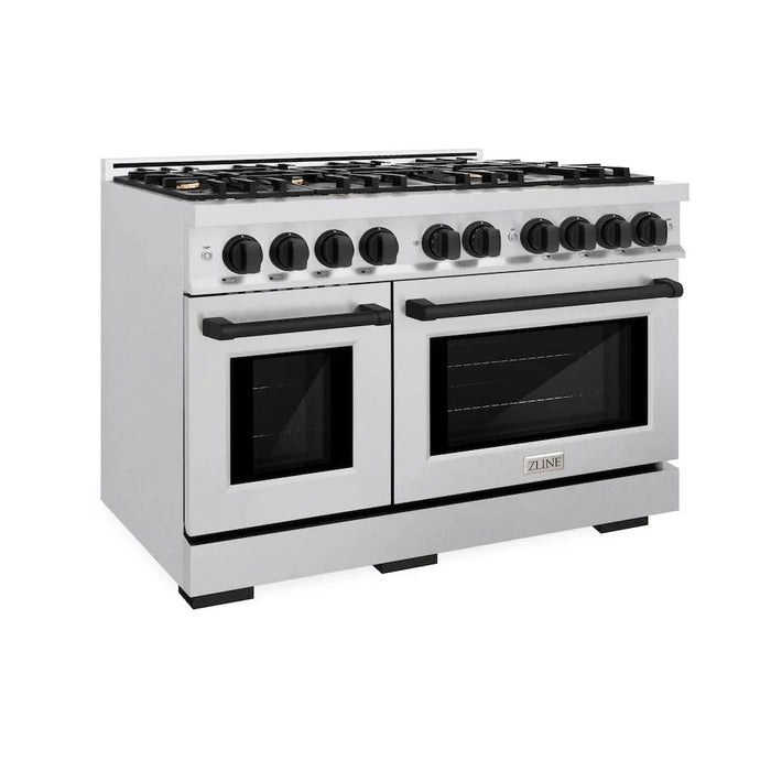 ZLINE 48" Select Dual Fuel Range Gas Cooktop Electric Convection Oven DuraSnow® Stainless Steel Matte Black HDRSZ-48-MB09K