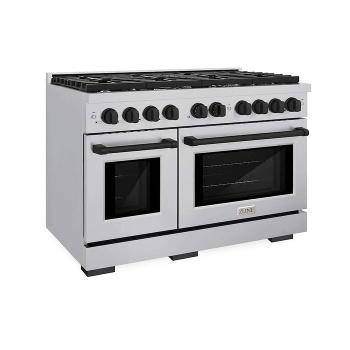 ZLINE 48"Gas Range, Convection Oven Stainless Steel, Matte Black, SGRZ-48-MB09K