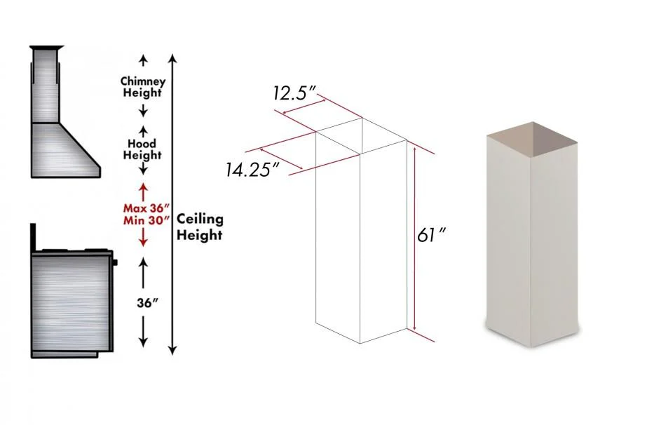 ZLINE 61" Wooden Chimney Extension, Ceilings up to 12.5', KBiTT-E09K