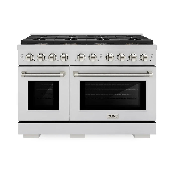 ZLINE Autograph Edition 48" Paramount Dual Fuel Range, 6 Burner Gas Cooktop, Electric Convection Oven, Stainless Steel, Helix Handle and Knob SDRZ-48-KCB09K