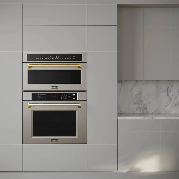 ZLINE 30" Autograph Edition Professional True Convection Single Wall Oven, Air Fry, Self Clean, Stainless Steel, Gold WASZ-30-G09K