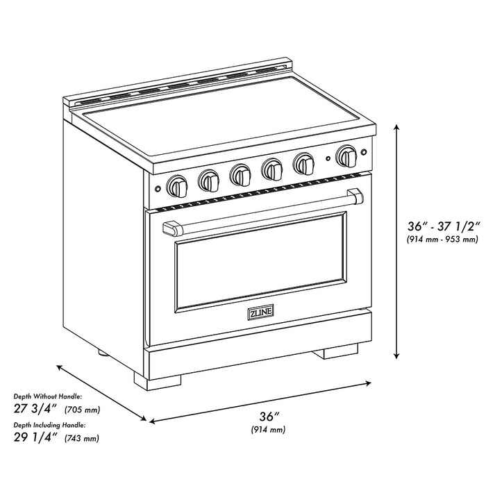 ZLINE Paramount Induction Range, Cooktop, Electric Convection Oven SINRB09K