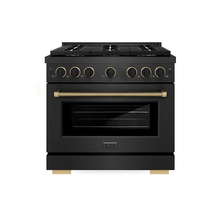 ZLINE 36" Paramount Dual Fuel Range DuoPro™ Cooktop, Electric Convection Oven, Black Satin Stainless Steel PSDRBSZ-36-CB09K