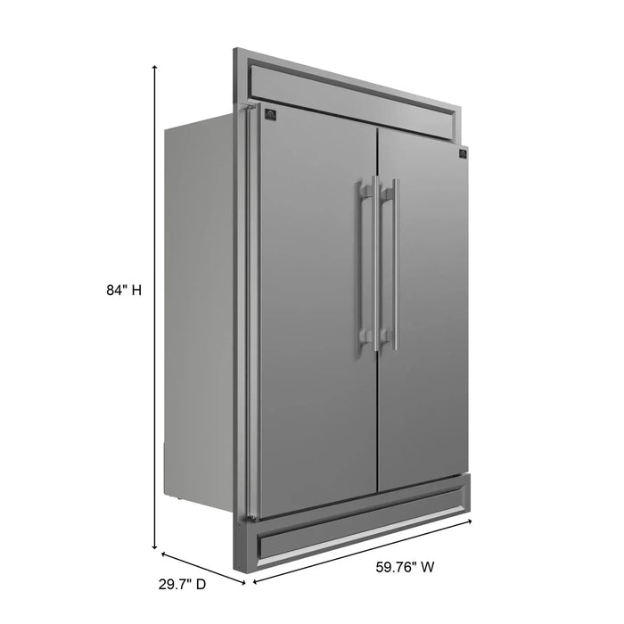 Forno 60" Maderno 2-Piece Convertible Built-In Refrigerator/Freezer with Decorative Grill Trim, 27.2 cu.ft. FFFFD1722-60S09K