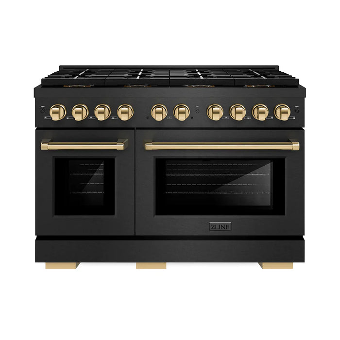ZLINE 48" Paramount Gas Range DuoPro™ Cooktop, Convection Gas Oven, Black Satin Stainless Steel PSGRBSZ-48-CB09K