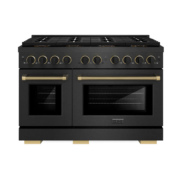 ZLINE 48" Paramount Gas Range DuoPro™ Cooktop, Convection Gas Oven, Black Satin Stainless Steel PSGRBSZ-48-CB09K