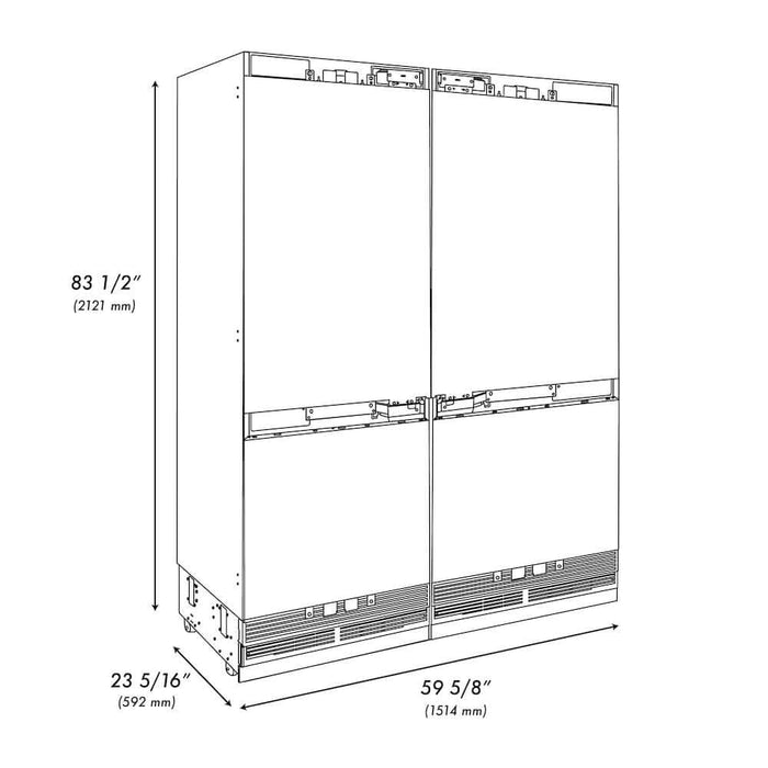 ZLINE 30" Panel Ready Built-In Bottom Freezer Refrigerator, Water Dispenser, Ice Maker, Graphite Gray Interior GRBIV-3009K
