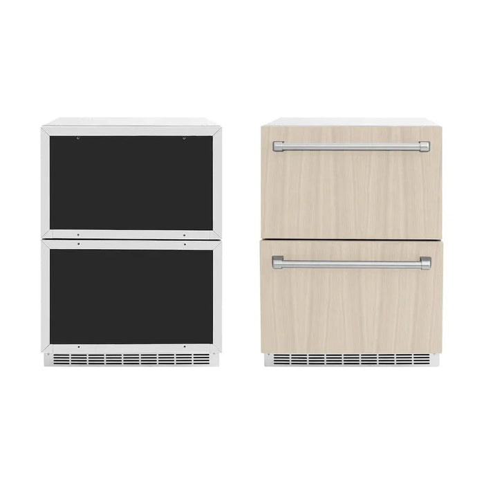 ZLINE 24" Touchstone 168 Can Outdoor-Rated Dual Refrigerator Drawer, Panel Ready, RDSPO-2409K