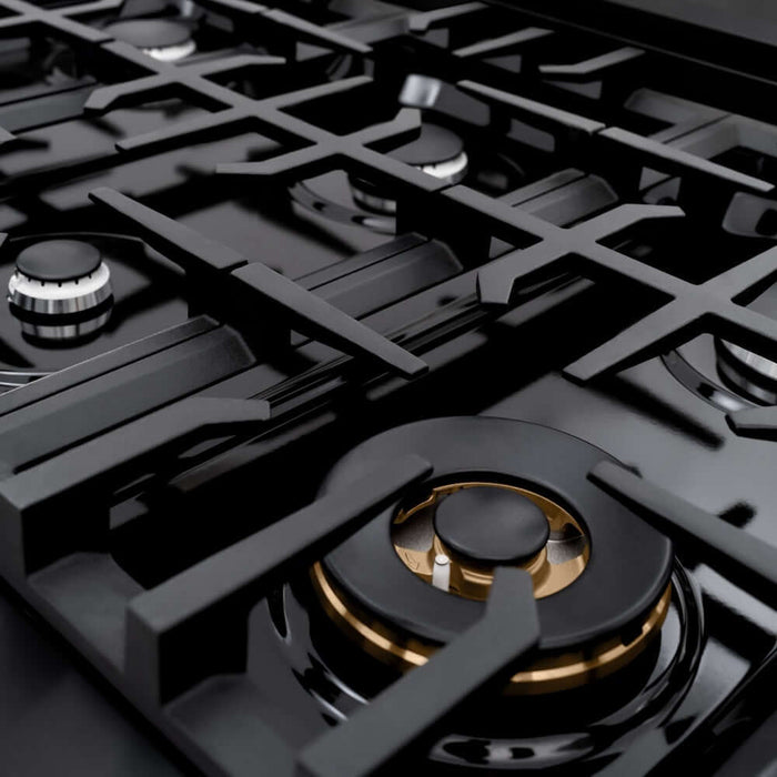 ZLINE 36" Classic Gas Range, Convection Gas Oven Black Stainless Steel, CGRB-3609K