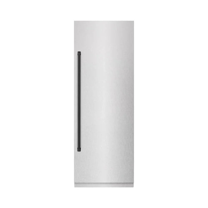 ZLINE 30" Column Refrigerator DuraSnow®Stainless Steel, Graphite Gray Interior Matte Black RCRVZ-SN-30-MB09K