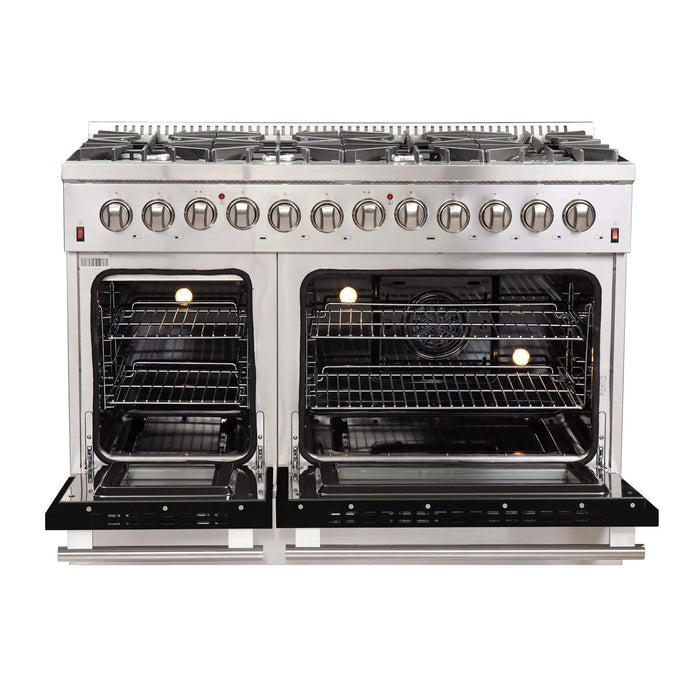 FORNO Galiano 48" Dual Fuel Range, Black, FFSGS6156-48BLK09K