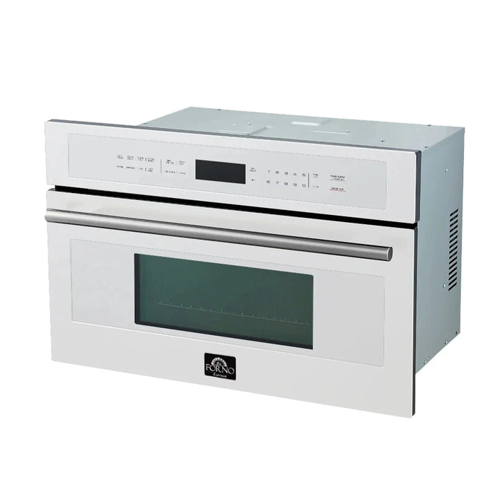Forno Oliena Espresso 30" Microwave Oven in White with Stainless Steel Handle, FMWDR3093-30WHT09K