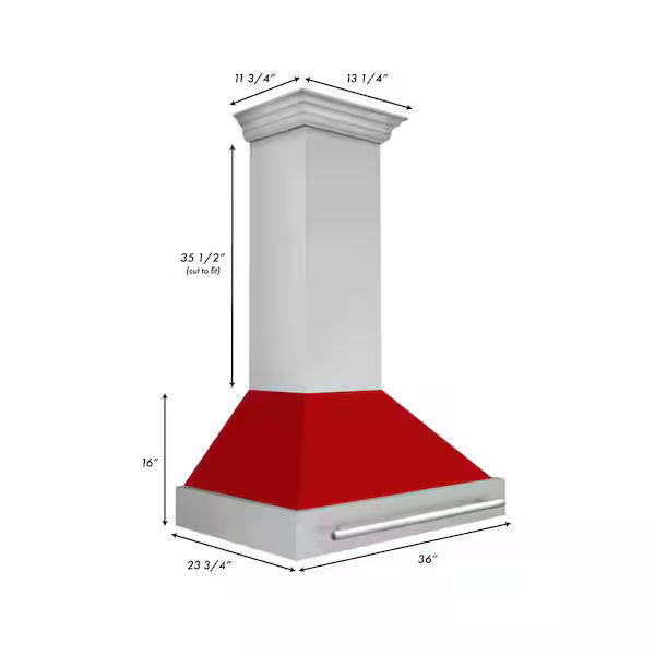 ZLINE 36" Autograph Stainless Red Gloss Wall Range Hood 8654STX-RG-3609K