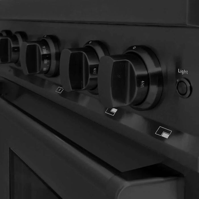 ZLINE 30" Dual Fuel Range, Gas Cooktop, Electric Convection Oven Black Stainless Steel, CDRB-3009K