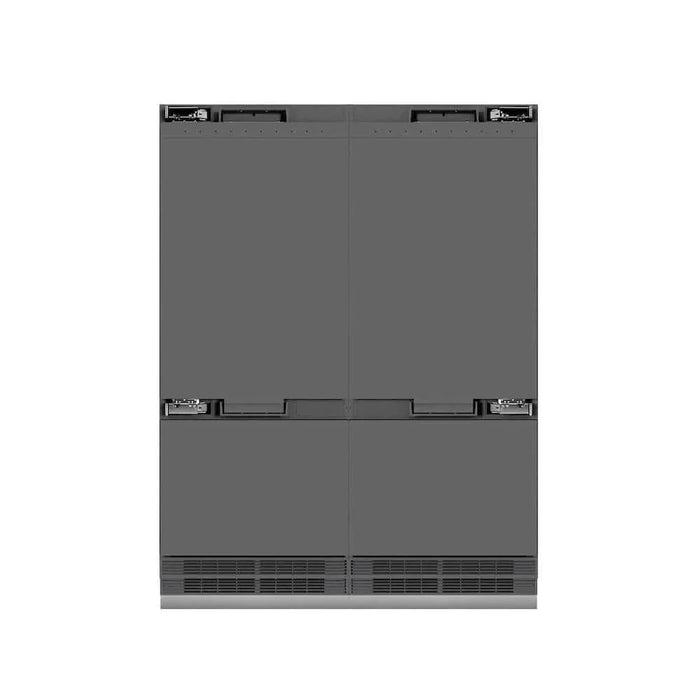 ZLINE 60" Panel Ready Built-In Bottom Freezer Refrigerator,Water Dispenser, Ice Maker,Graphite Gray, Polished Gold GRBIVZ-60-G09K