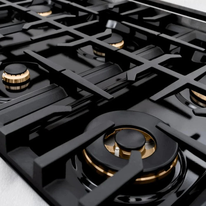 ZLINE 36" Select Gas Range Convection Gas Oven DuraSnow® Stainless Steel Matte Black HGRSZ-36-MB09K