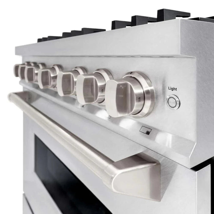 ZLINE 36" Dual Fuel Range, Gas Cooktop, Electric Convection Oven DuraSnow® Stainless Steel, Brass Burners CDRS-BR-3609K