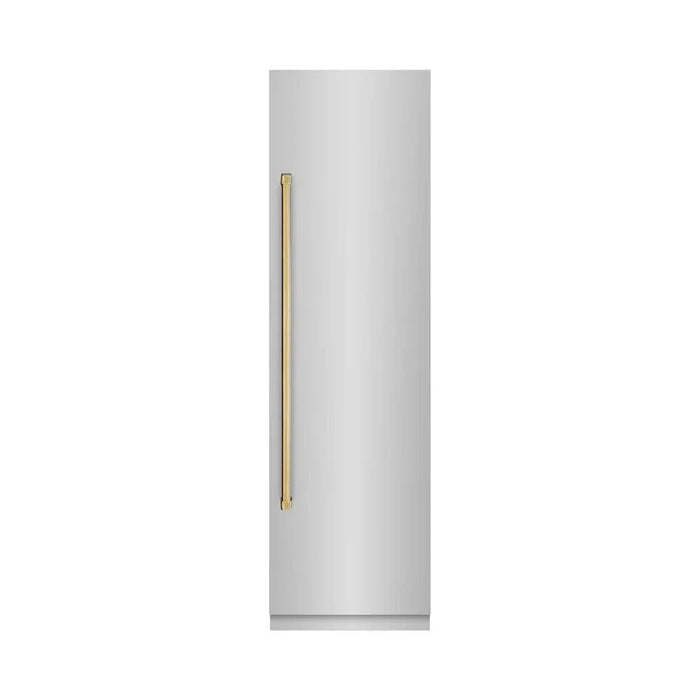ZLINE 24" Column Refrigerator Stainless Steel, Graphite Gray Interior Polished Gold RCRVZ-30424-G09K