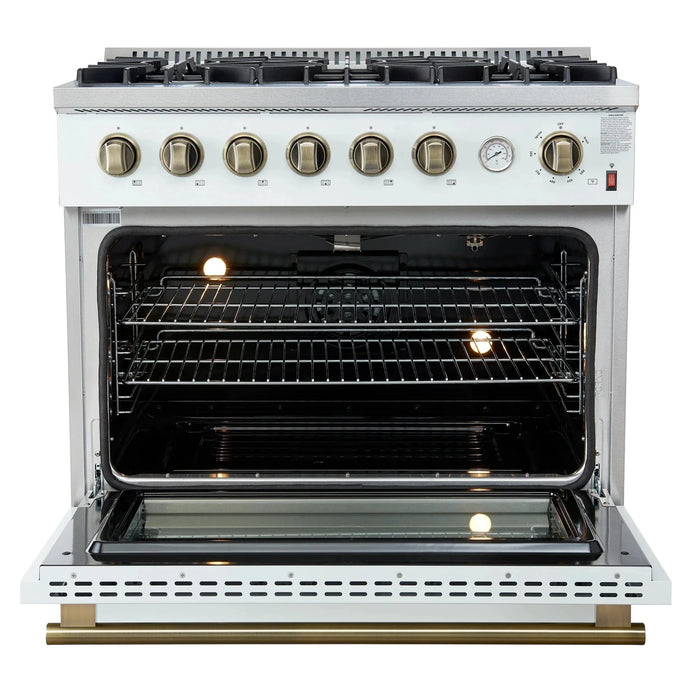 FORNO Marco 36" Gas on Gas Range FFSGS6277-36WHT09K