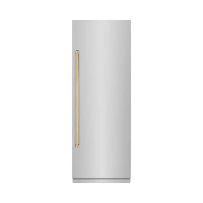 ZLINE 30" Column Refrigerator Stainless Steel, Graphite Gray Interior Polished Gold RCRVZ-30430-G09K
