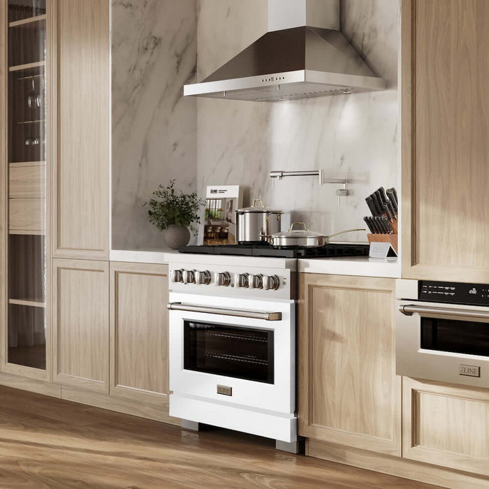 ZLINE 36 In. Gas Range, Stainless Steel, White Matte, SGR-WM-3609K