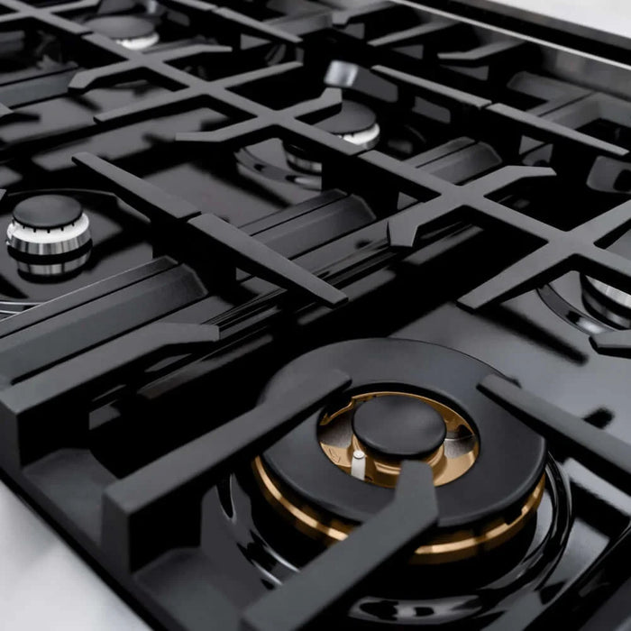 ZLINE 48"Classic Gas Range, Convection Gas Oven, Satin Stainless Steel, Black Matte Door CGRS-BLM-4809K