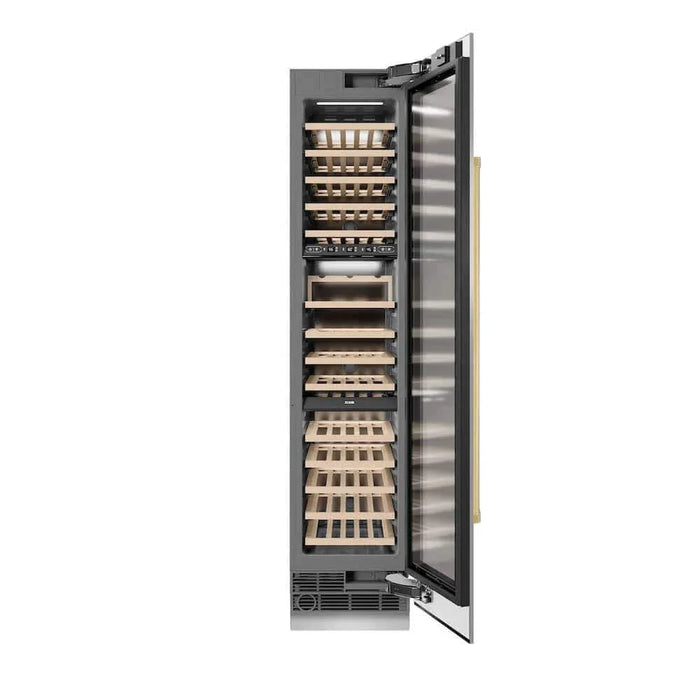 ZLINE 18"Triple Zone 68 Bottle Right Hinge Column Wine Cooler, Stainless Steel Polished Gold RCWVRZ-30418-G09K