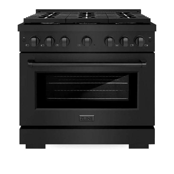 ZLINE 36 in.Gas Range, Convection Gas Oven, Brass Burner, Black Stainless Steel, SGRB-BR-3609K