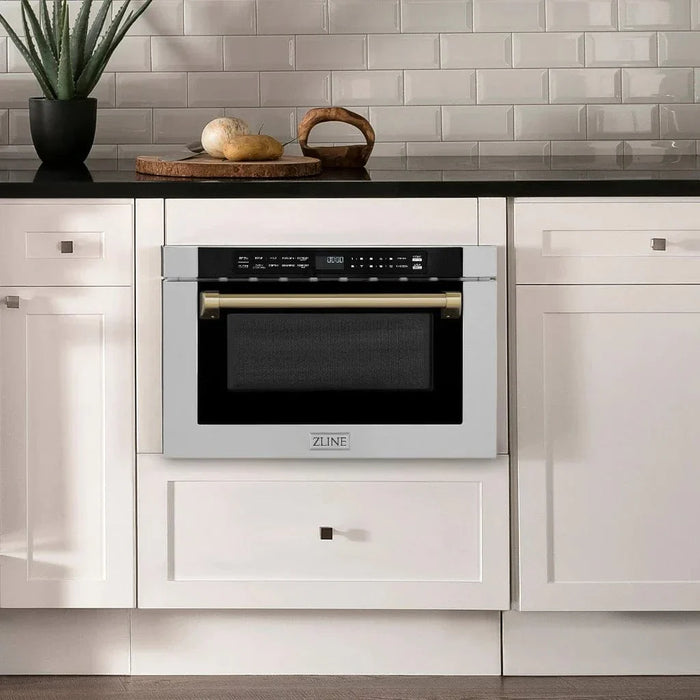 ZLINE 24" Microwave Drawer, Stainless Steel, Bronze MWDZ-1-H-CB09K