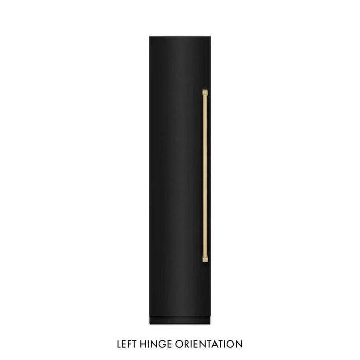 ZLINE 18" Left Hinge Column Freezer Black Stainless Steel, Graphite Gray Interior Champagne Bronze RCFVLZ-BS-18-CB09K