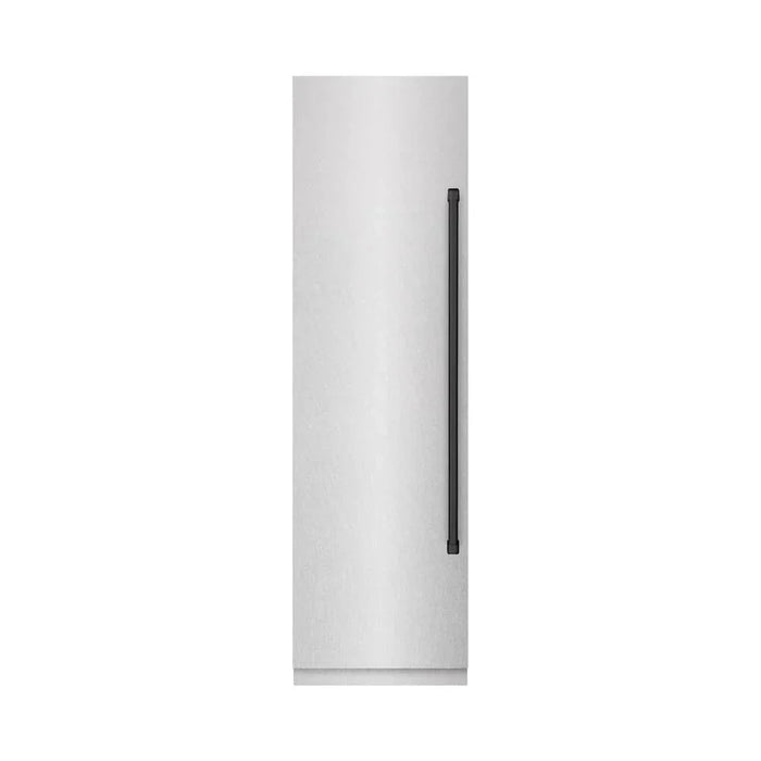 ZLINE 24" Column Freezer DuraSnow®Stainless Steel, Graphite Gray Interior Matte Black RCFVZ-SN-24-MB09K