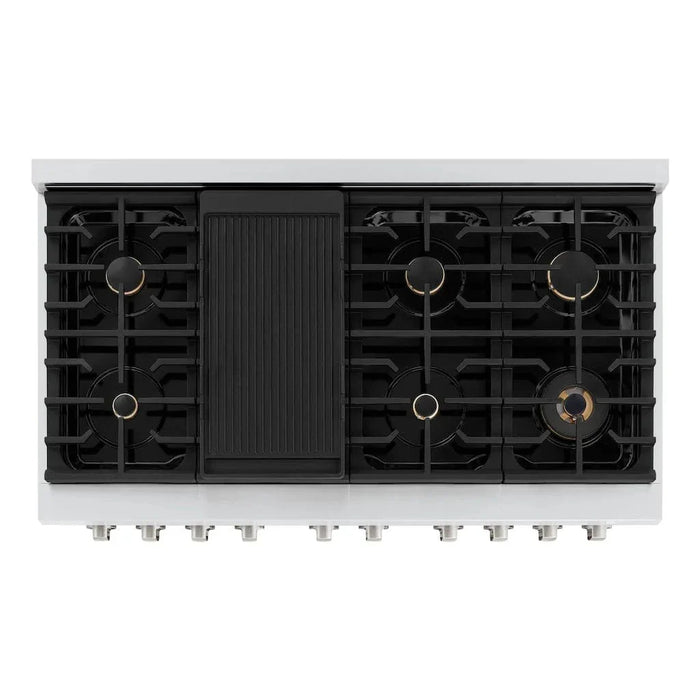 ZLINE 48" Gas Range, Stainless Steel w/ Brass Burners, SGR-BR-4809K