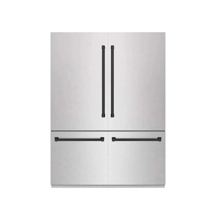 ZLINE 60" Built-In Bottom Freezer Refrigerator with Water Dispenser, Ice Maker, DuraSnow® Stainless Steel, Graphite Gray Interior, Matte Black GRBIVZ-SN-60-MB09K
