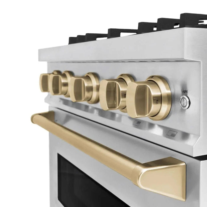 ZLINE 30" Dual Fuel Range, Gas Cooktop, Electric Convection Oven Stainless Steel, Champagne Bronze CDRZ-30-CB09K