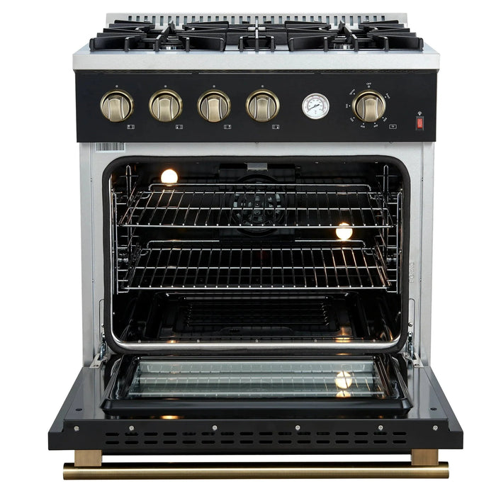 FORNO Marco 30" Gas on Gas Range FFSGS6277-30BLK09K
