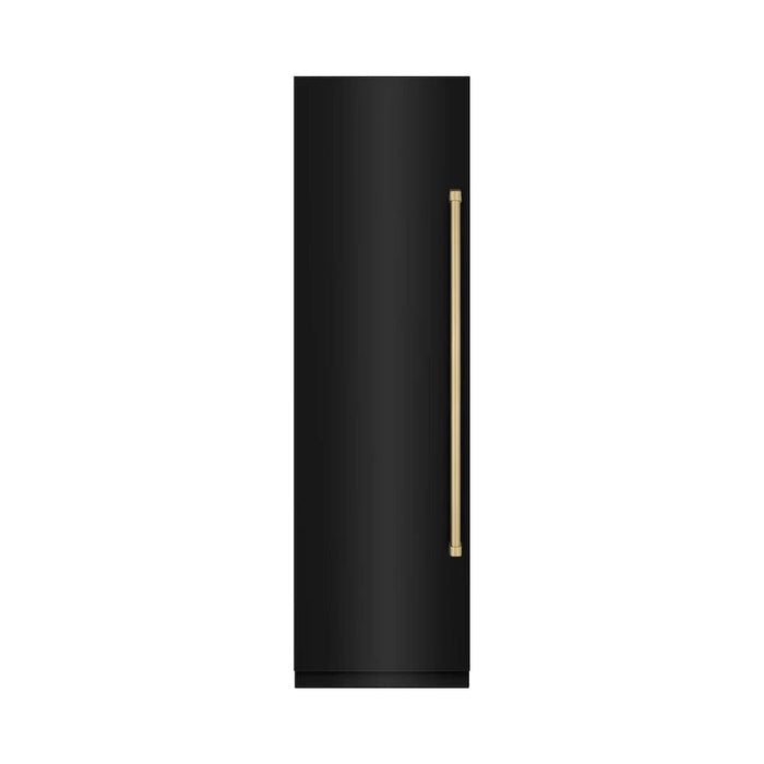 ZLINE 24" Column Freezer Black Stainless Steel, Graphite Gray Interior Champagne Bronze RCFVZ-BS-24-CB09K