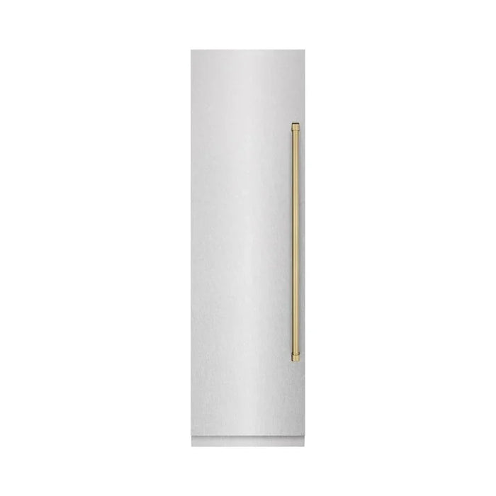 ZLINE 24" Column Freezer DuraSnow®Stainless Steel, Graphite Gray Interior Champagne Bronze RCFVZ-SN-24-CB09K