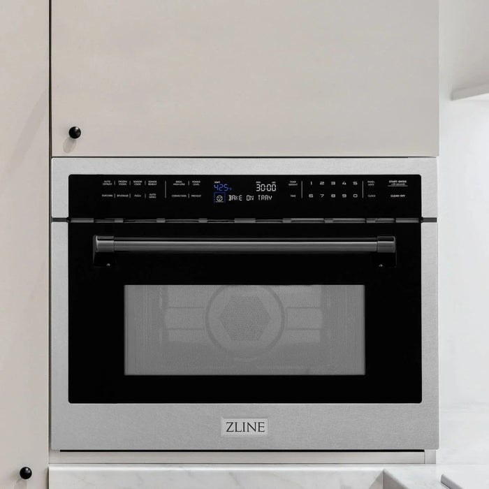 ZLINE 24” Convection Microwave, Stainless Steel, Black MWOZ-24-SS-MB09K