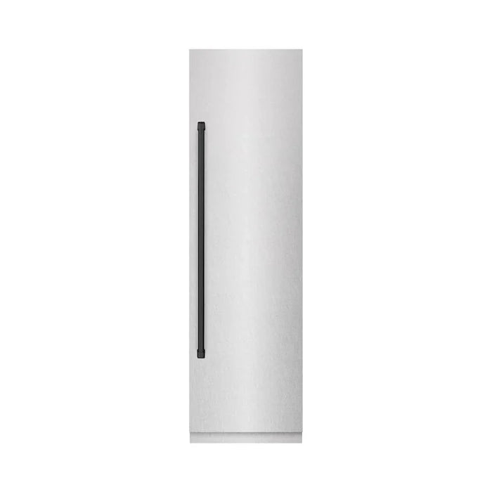 ZLINE 24" Column Refrigerator DuraSnow®Stainless Steel, Graphite Gray Interior Matte Black RCRVZ-SN-24-MB09K