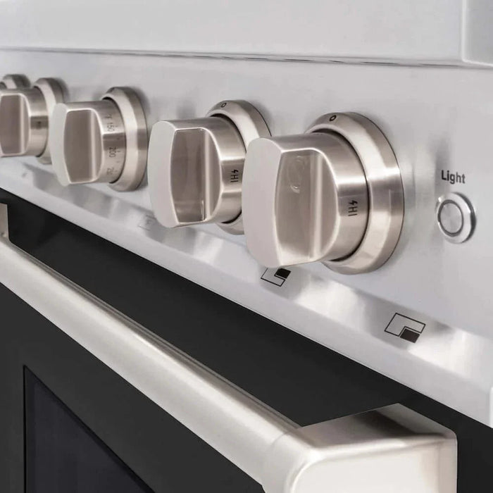 ZLINE 30" Classic Gas Range, Convection Gas Oven DuraSnow® Stainless Steel, Black Matte Door CGRS-BLM-3009K