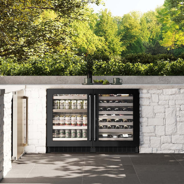 ZLINE 24" Touchstone 151 Can Beverage Fridge Black Stainless Steel Glass Door RBSO-BS-2409K