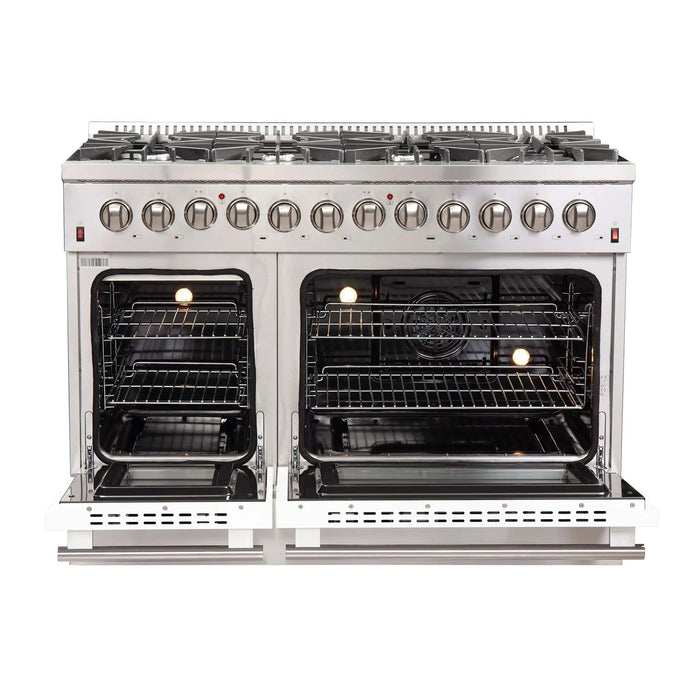 FORNO Galiano 48" Dual Fuel Range, White, FFSGS6156-48WHT09K