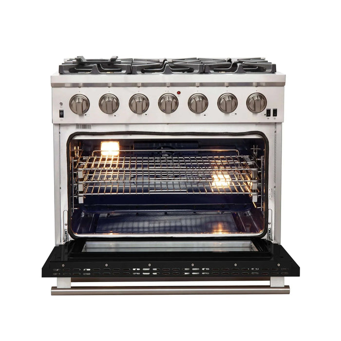 FORNO Capriasca 36" Gas on Gas Range FFSGS6260-36BLK09K