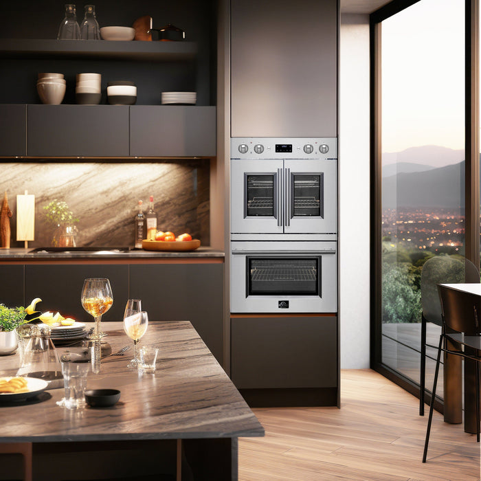 Forno 30"French Door Double Electric Wall Oven, Air Fry, Self-Clean, Sous Vide, FBOEL1340-3009K