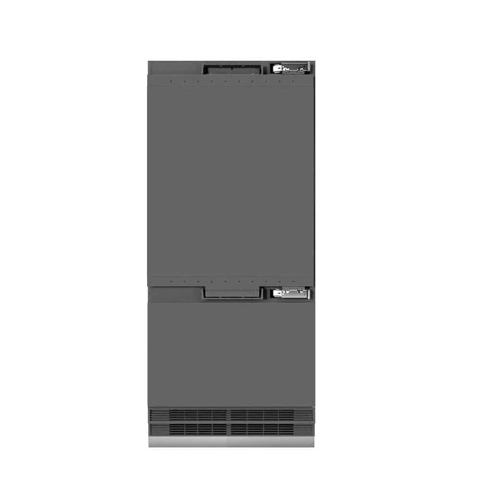ZLINE 36" Panel Ready Built-In Bottom Freezer Refrigerator,Water Dispenser, Ice Maker,Graphite Gray Polished Gold GRBITZ-36-G09K