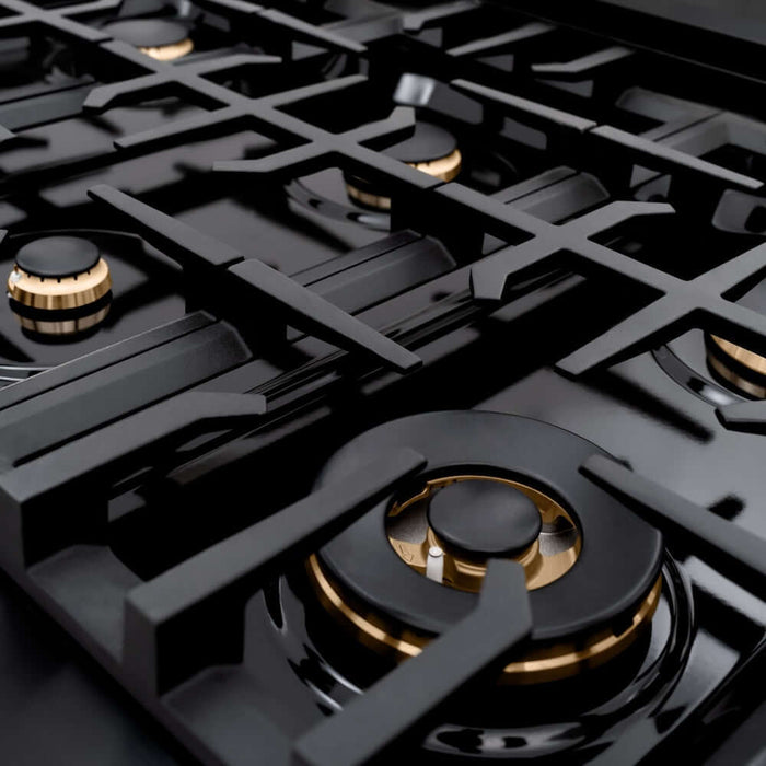 ZLINE 36" Select Dual Fuel Range Gas Cooktop Electric Convection Oven Black Stainless Steel Champagne Bronze HDRBZ-36-CB09K