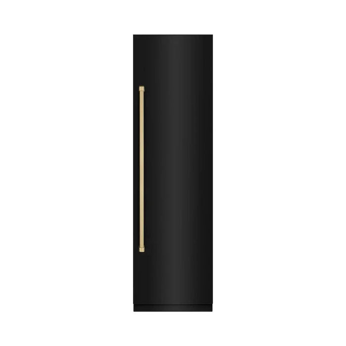 ZLINE 24" Column Refrigerator Black Stainless Steel, Graphite Gray Interior Champagne Bronze RCRVZ-BS-24-CB09K