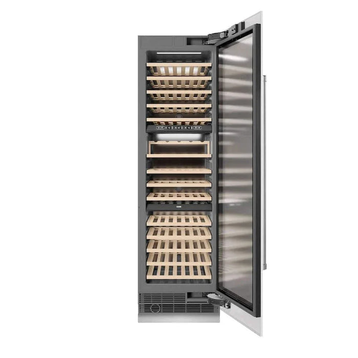 ZLINE 24"Triple Zone 100 Bottle Column Wine Cooler, White Matte Stainless Steel RCWV-WM-2409K