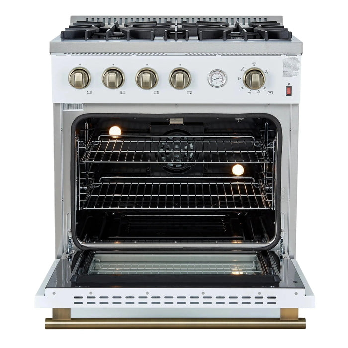 FORNO Marco 30" Gas on Gas Range FFSGS6277-30WHT09K